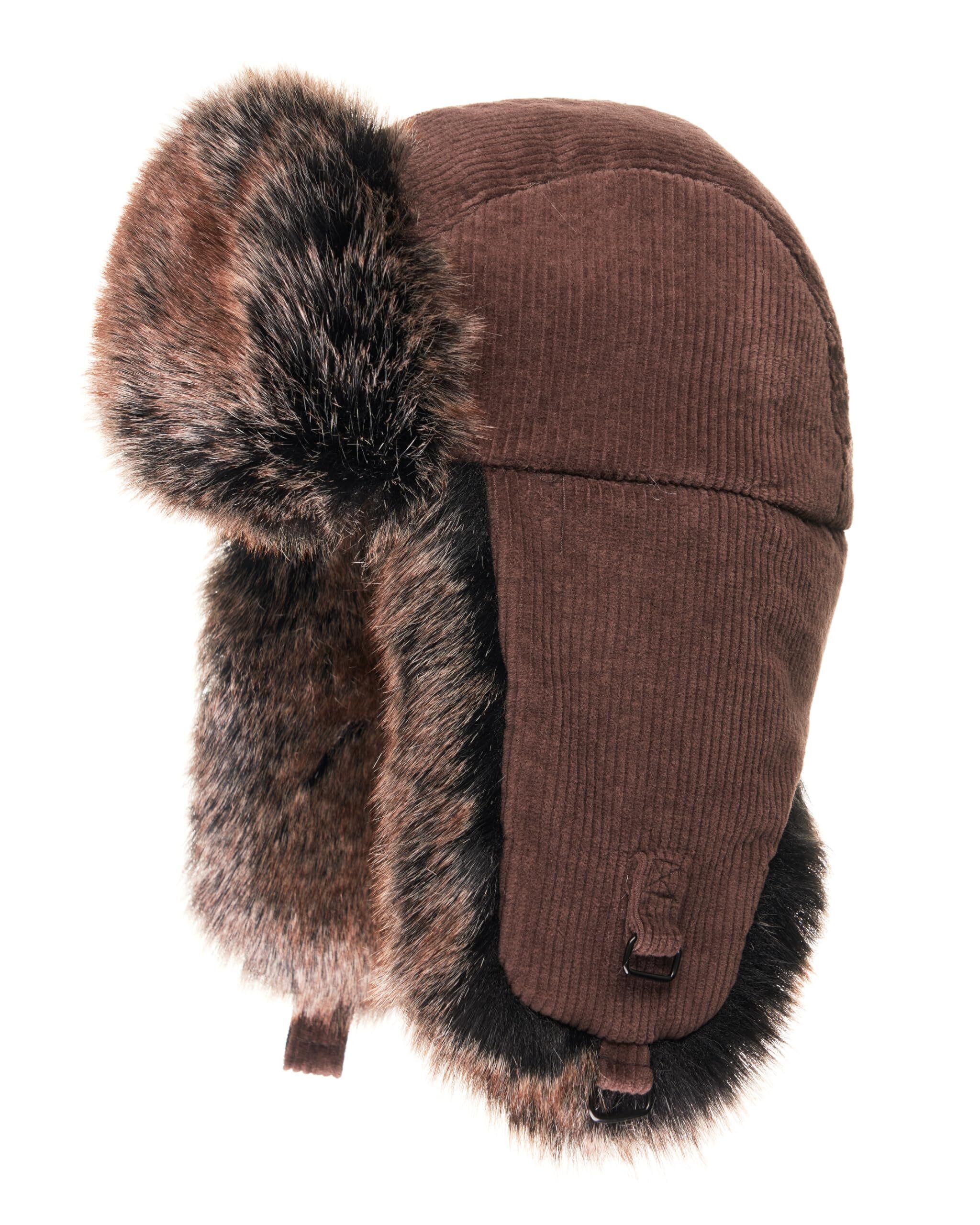 5851 Corduroy Trapper Hat - Winter Hats With Ear Flaps - Russian Hat M
